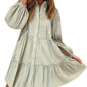 Roiii Women's Casual Long Sleeve Dress Size S c06